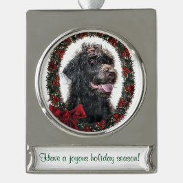 Adorno Con Rótulo Plateado Navidades personalizados de Labradoodle