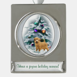 Adorno Con Rótulo Plateado Navidades personalizados de Norfolk Terrier