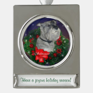 Adorno Con Rótulo Plateado Navidades personalizados de Schnauzer estándar