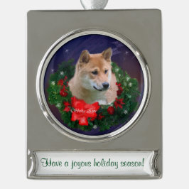 Adorno Con Rótulo Plateado Navidades personalizados de Shiba Inu
