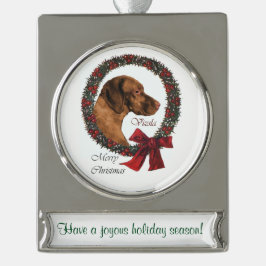 Adorno Con Rótulo Plateado Navidades personalizados de Vizsla