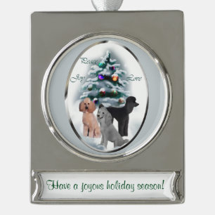 Adorno Con Rótulo Plateado Navidades personalizados del trío de podales