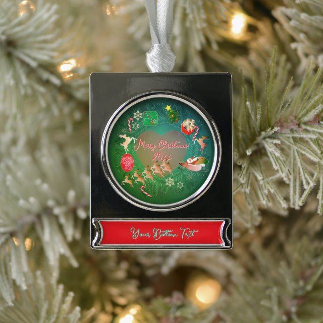 Adorno Con Rótulo Plateado Navideño  (Árbol)