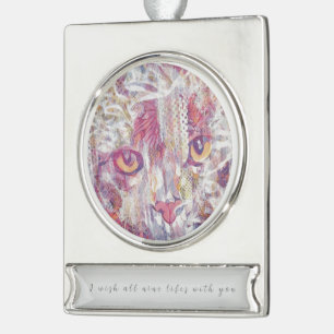 Adorno Con Rótulo Plateado Ojos de gato abstractos