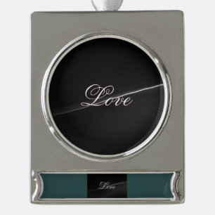 Adorno Con Rótulo Plateado Ola de amor de boda de caligrafía gris oscuro de m