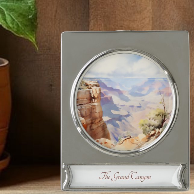 Adorno Con Rótulo Plateado Ornamento acuarela de arte de viajes del Gran Cañó (Subido por el creador)