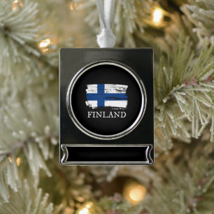 Adorno Con Rótulo Plateado Ornamento cerámico de Finlandia