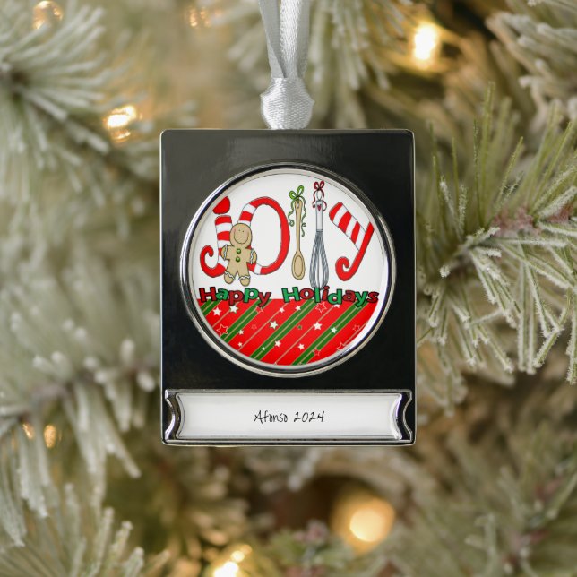 Adorno Con Rótulo Plateado Ornamento de banner (Árbol)