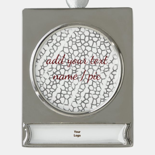 Adorno Con Rótulo Plateado Ornamento de banner (Anverso)