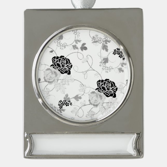 Adorno Con Rótulo Plateado Ornamento de banner (Anverso)