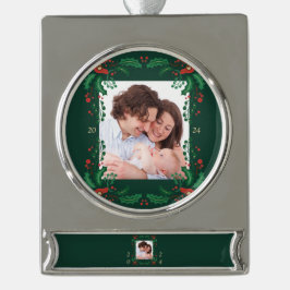 Adorno Con Rótulo Plateado Ornamento de banner