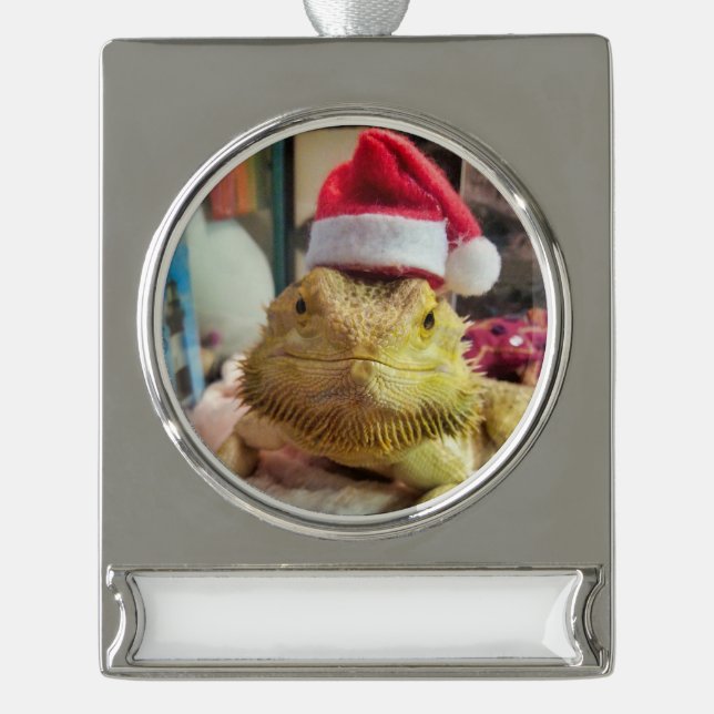 Adorno Con Rótulo Plateado Ornamento de banner (Anverso)