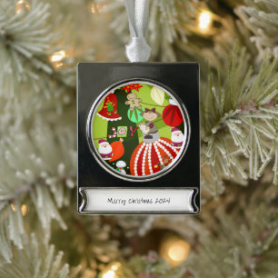 Adorno Con Rótulo Plateado Ornamento de banner