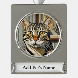 Adorno Con Rótulo Plateado Ornamento de banner Mascota personalizado