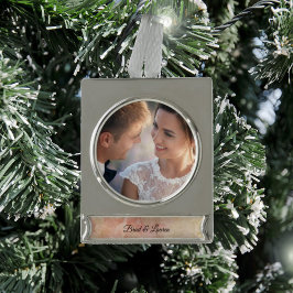 Adorno Con Rótulo Plateado Ornamento de bodas de vintage floral rubor