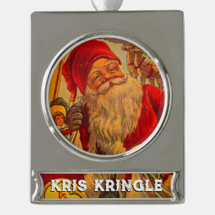 Adorno Con Rótulo Plateado Ornamento de Kris Kringle