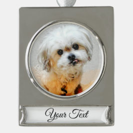 Adorno Con Rótulo Plateado Ornamento de la pancarta de los Navidades Malshi S