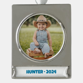 Adorno Con Rótulo Plateado Ornamento de la pancarta del retrato, retrato esco