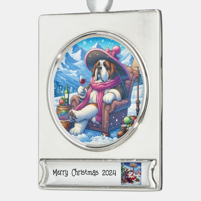 Adorno Con Rótulo Plateado Ornamento de Navidad (Izquierda)