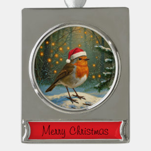 Adorno Con Rótulo Plateado Ornamento de Navidad Robin Robin de estilo antiguo