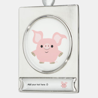 Adorno Con Rótulo Plateado Ornamento de pancarta de cerdo Personalizado corto
