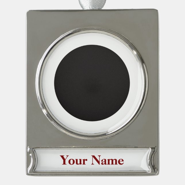 Adorno Con Rótulo Plateado Ornamento de pancarta Personalizado - Plateado (Anverso)