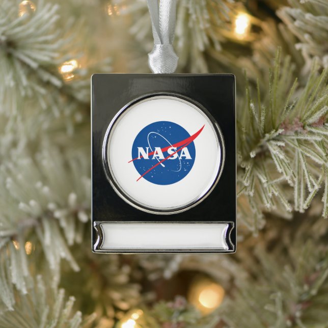 Adorno Con Rótulo Plateado Ornamento emblemático icónico de la NASA (tono pla (Árbol)