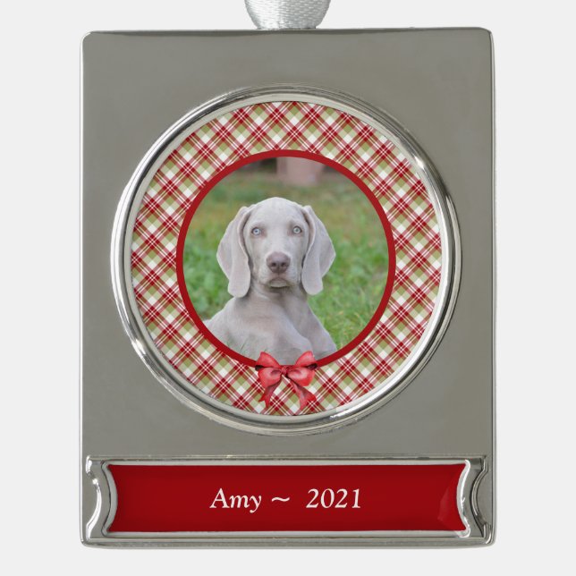 Adorno Con Rótulo Plateado Ornamento Mascota personalizado: Navidades selecci (Anverso)