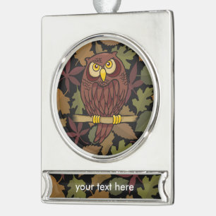 Adorno Con Rótulo Plateado Owl Personalizado