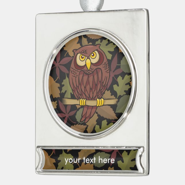 Adorno Con Rótulo Plateado Owl Personalizado (Izquierda)