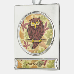 Adorno Con Rótulo Plateado Owl Personalizado
