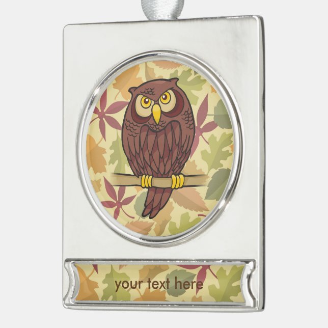 Adorno Con Rótulo Plateado Owl Personalizado (Izquierda)
