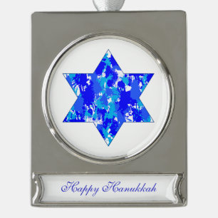 Adorno Con Rótulo Plateado Paint Splatter Star of David