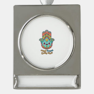 Adorno Con Rótulo Plateado Pegatina de mano Hamsa Kawaii marroquí adorable