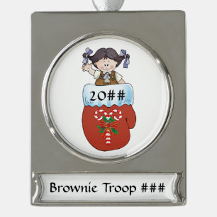 Adorno Con Rótulo Plateado Pelo negro de la manopla del brownie