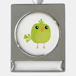 Adorno Con Rótulo Plateado Personalizado de pájaro verde
