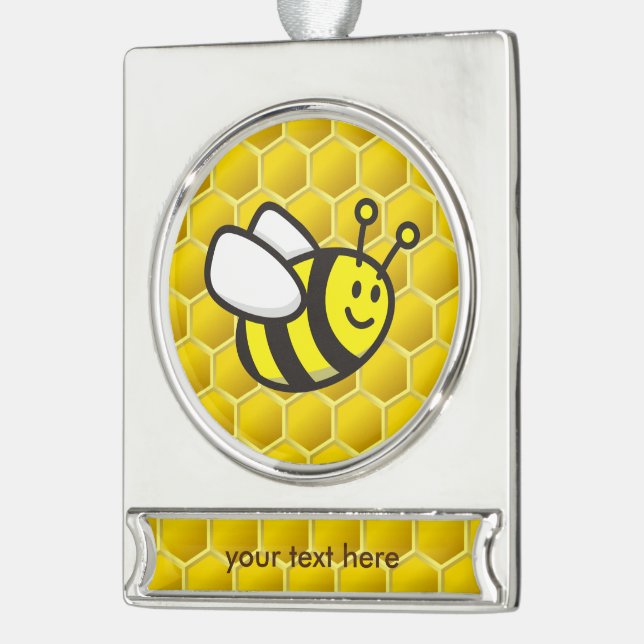 Adorno Con Rótulo Plateado Personalizado Honeybee (Izquierda)