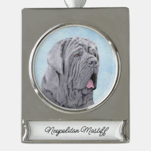 Adorno Con Rótulo Plateado Pintura Neopolitana de Mastiff - Original Dog Art 
