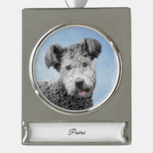 Adorno Con Rótulo Plateado Placa de Plata Arte Original de Perro Divertido Pu