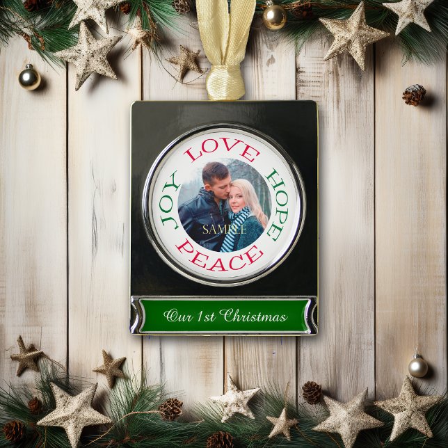 Adorno Con Rótulo Plateado Plantilla de fotos de Love Hope Joy Peace (Subido por el creador)