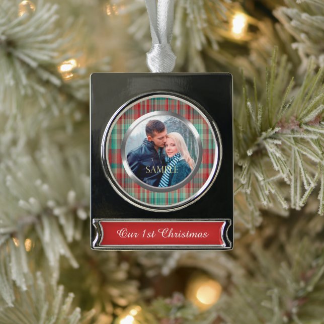 Adorno Con Rótulo Plateado Primera Placa de Navidad (Árbol)