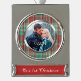 Adorno Con Rótulo Plateado Primera Placa de Navidad