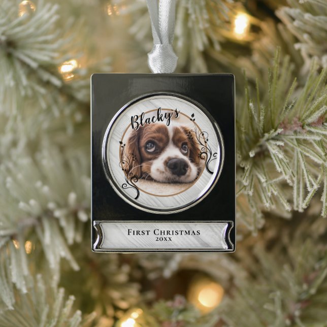 Adorno Con Rótulo Plateado Primeros Navidades de Cachorro Foliage Foliage Dog (Árbol)