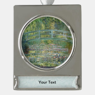 Adorno Con Rótulo Plateado Puente Japonés Nenúfares Arte de Claude Monet