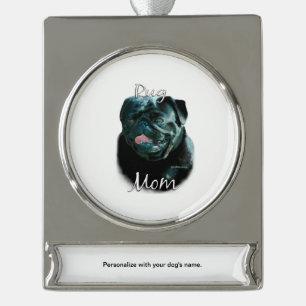 Adorno Con Rótulo Plateado Pug (blk) Mamá 2