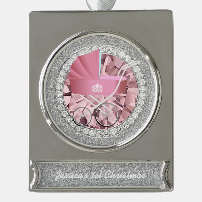 Adorno Con Rótulo Plateado Purpurina Faux de Jewel Jewel (Anverso)