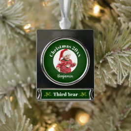Adorno Con Rótulo Plateado Recuerdo de tela de Navidad falsa verde para el te