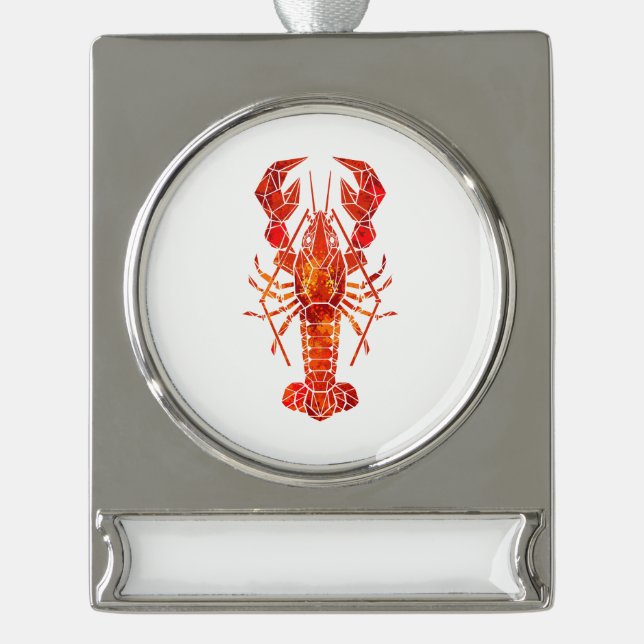 Adorno Con Rótulo Plateado Red polygonal lobster (Anverso)