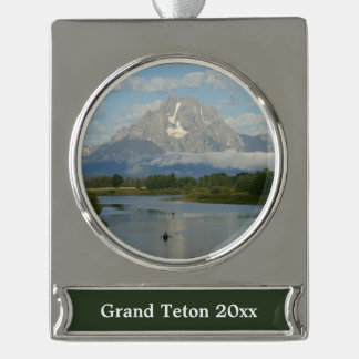 Adorno Con Rótulo Plateado Remo en kayak en el Parque Nacional Grand Teton