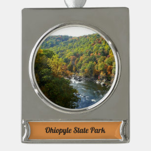 Adorno Con Rótulo Plateado Río Ohiopyle en Otoño II Pennsylvania Otoño